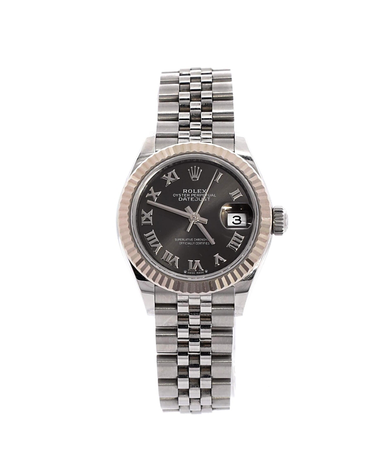 Pre-owned Pre-owned Rolex Rolex Oyster Perpetual Datejust Dark Grey Automatic Watch In Stainless Steel And White Gol In Gray