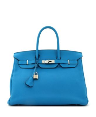 Pre-Owned HERMÈS - Birkin 35 Handbag Blue Togo with Palladium Hardware