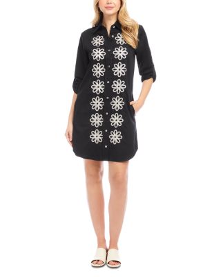 Roll Tab Embroidered Shirtdress