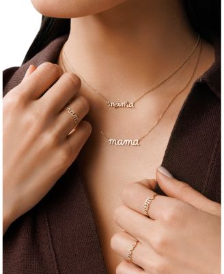 14K Yellow Gold Pure Mama Script Pendant Necklace, 18"