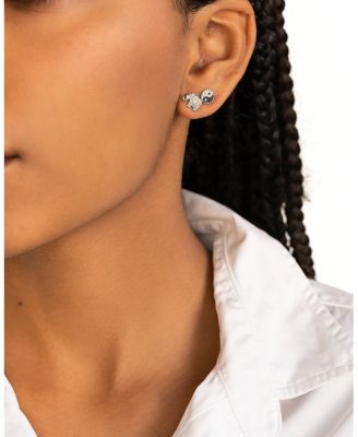 14K White Gold Black & White Diamond Yin Yang Single Stud Earring