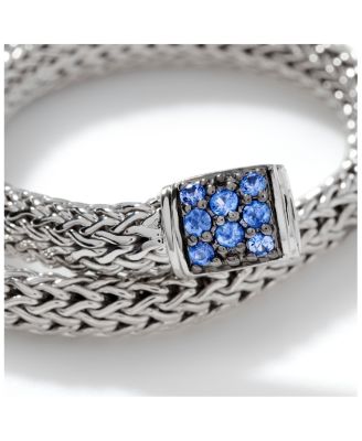 Sterling Silver Icon Bracelet with Pav&eacute; Blue Sapphires, 5mm