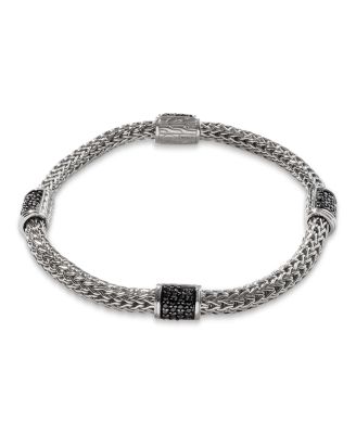JOHN HARDY - Sterling Silver Icon Bracelet with Pav&eacute; Black Sapphires, 5mm