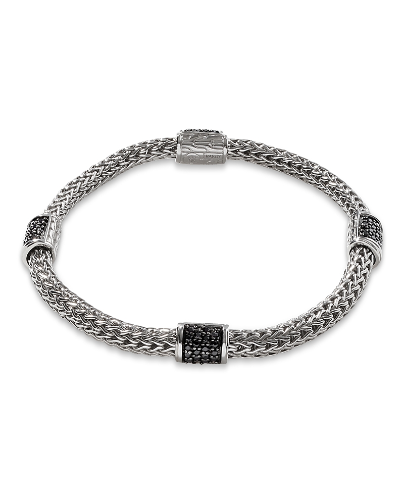 John Hardy Sterling Silver Icon Bracelet with Pave Black Sapphires, 5mm