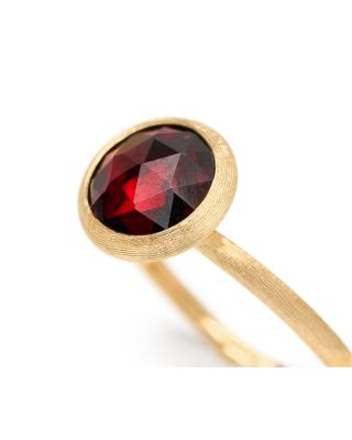 18K Yellow Gold Jaipur Color Garnet Bezel Ring