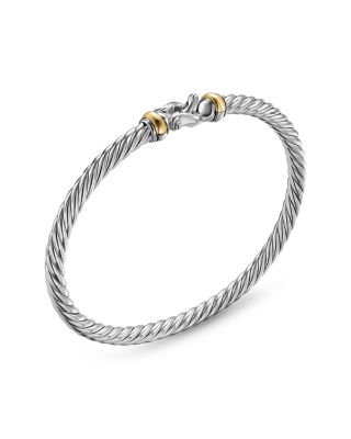Cable Flex Buckle Bracelet in Sterling Silver with 14K Yellow Gold, 4mm