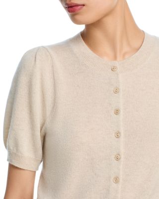 100% Cashmere Short Puff Sleeve Cardigan - Exclusive