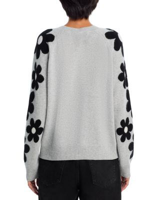 100% Cashmere Floral Sleeve Sweater - Exclusive