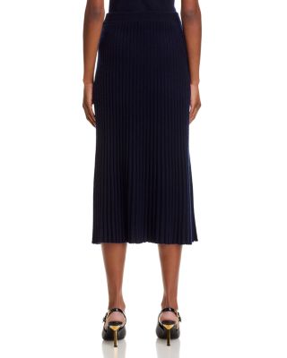 100% Cashmere Ribbed Midi Skirt - Exclusive