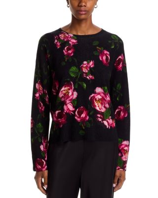C by Bloomingdale's Cashmere - Peony Printed Crewneck Sweater - Exclusive