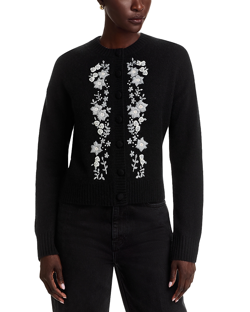 C by Bloomingdale's Cashmere Embroidered Floral Cashmere Cardigan Sweater, Exclusive