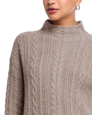 100% Cashmere Mock Neck Cable Knit Sweater - Exclusive