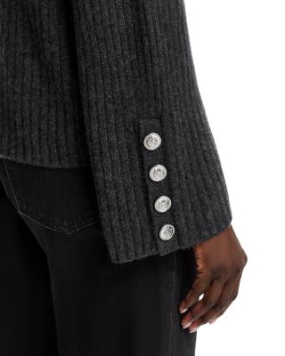 100% Cashmere Rib Knit Bell Sleeve Turtleneck Sweater - Exclusive