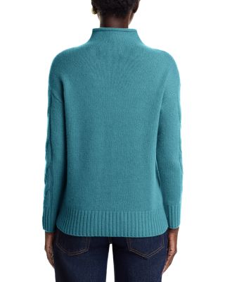 100% Cashmere Mock Neck Cable Sweater - Exclusive