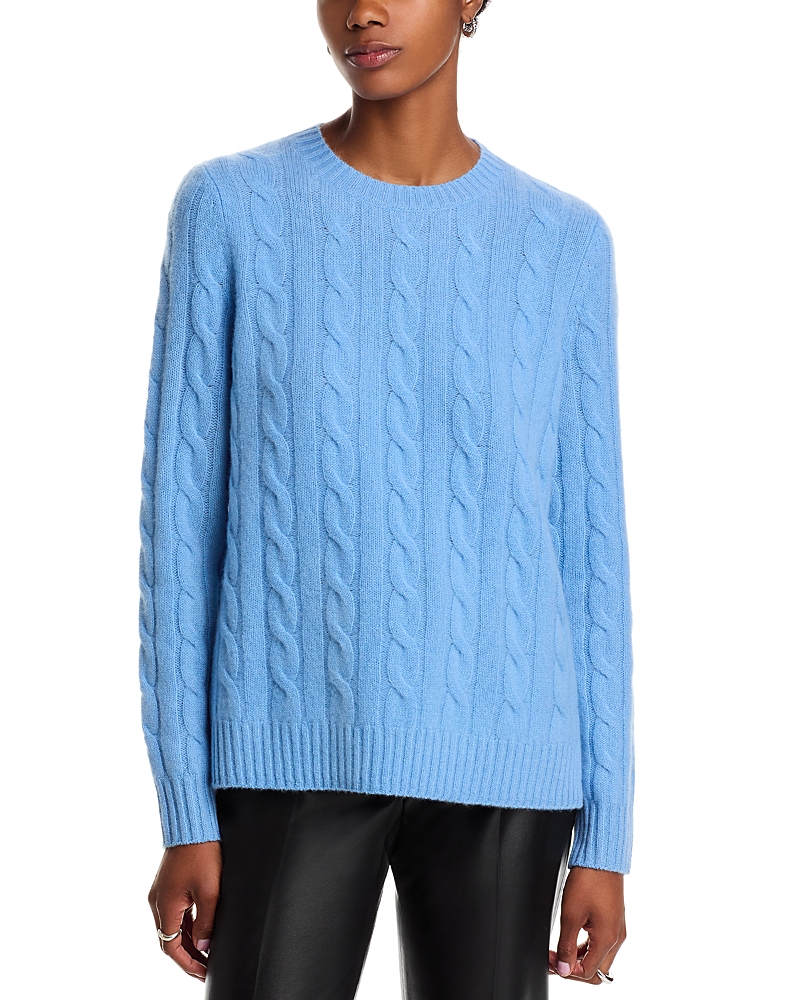 C By Bloomingdale's Cashmere Cable Knit Crewneck Sweater - Exclusive In Black
