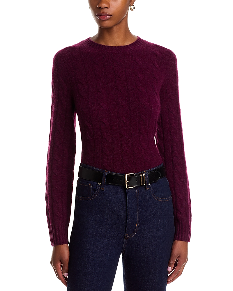 C By Bloomingdale's Cashmere Cable Knit Crewneck Sweater - Exclusive In Burgundy