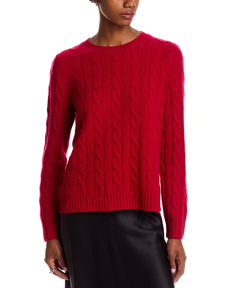 C By Bloomingdale's Cashmere Cable Knit Crewneck Sweater - Exclusive In Brown