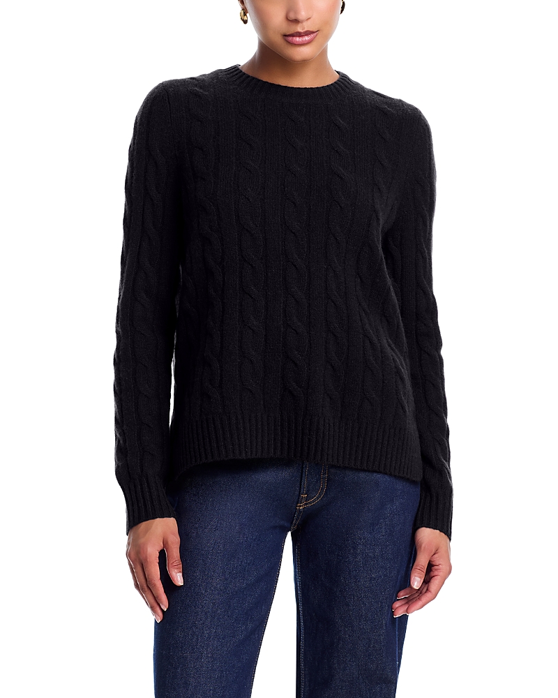 C By Bloomingdale's Cashmere Cable Knit Crewneck Sweater - Exclusive In Black