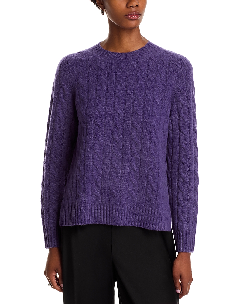 C By Bloomingdale's Cashmere Cable Knit Crewneck Sweater - Exclusive In Purple