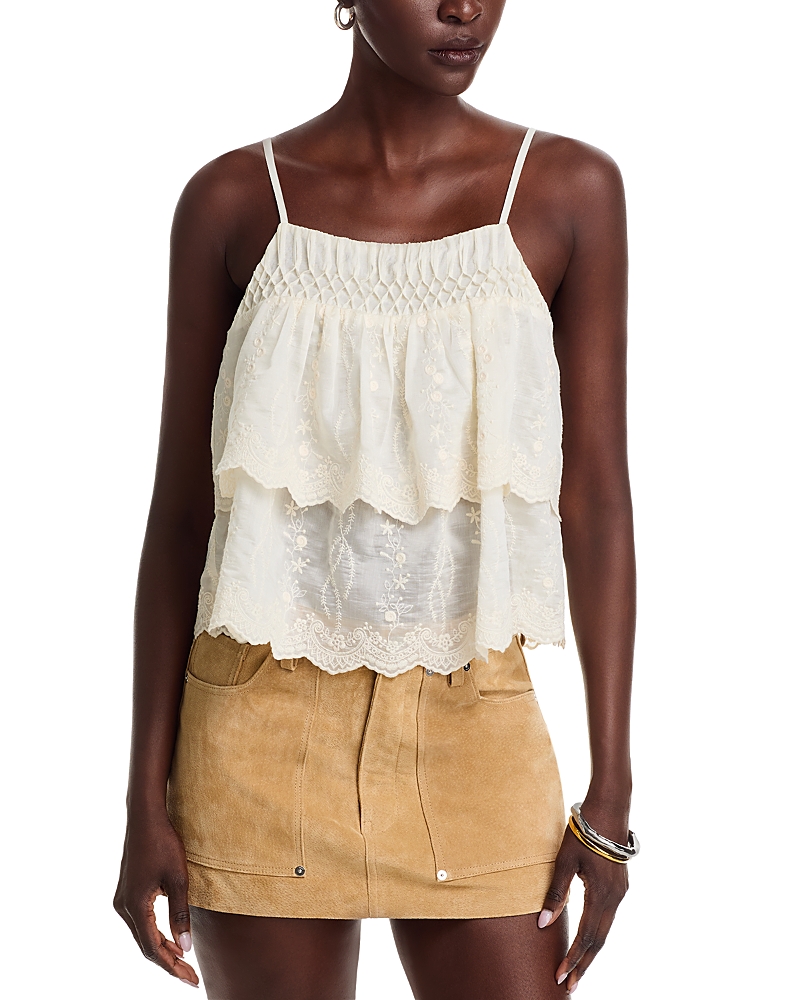 Aqua X Ava Phillippe Tiered Pintucked Top - Exclusive In Neutral
