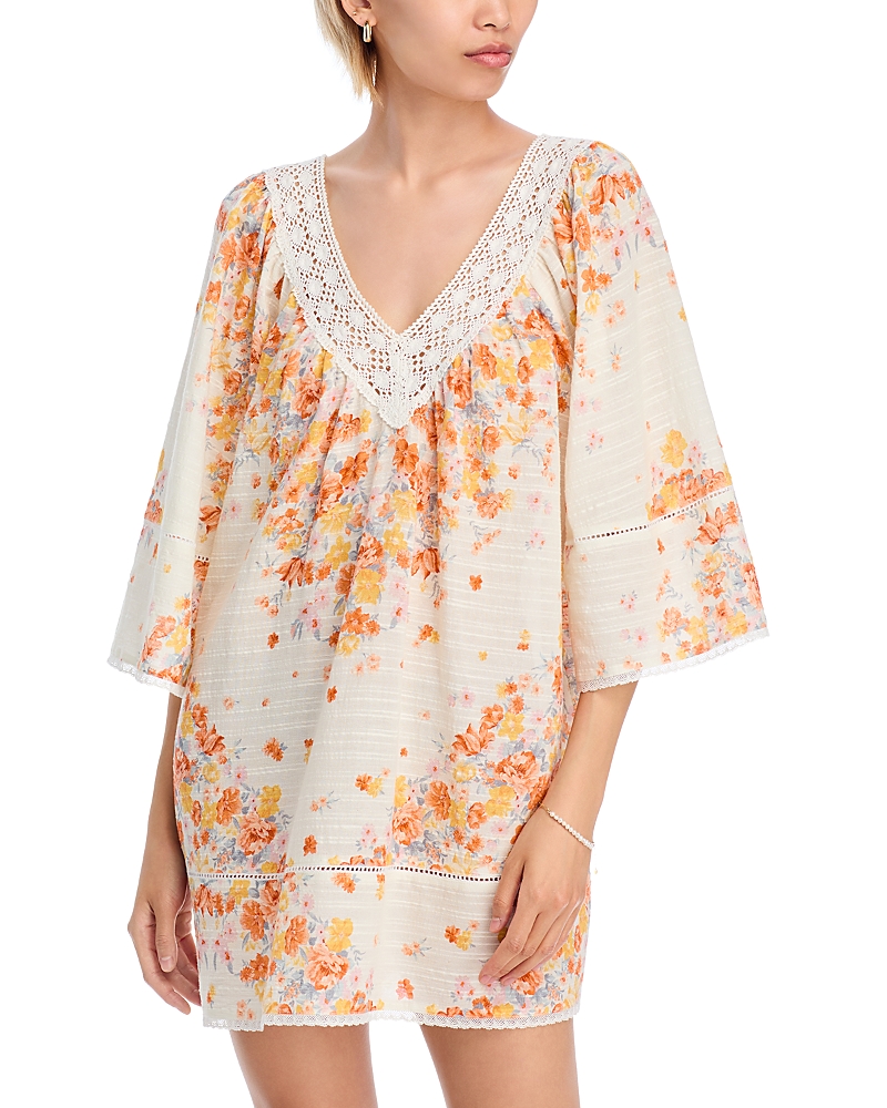 Aqua X Ava Phillippe Placed Floral Print Mini Dress - Exclusive In Multi