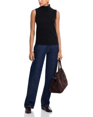 100% Cashmere Split Hem Turtleneck Tank - Exclusive