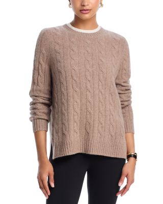 100% Cashmere Cable Knit Crewneck Sweater - Exclusive
