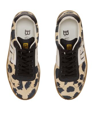 Women's Swan Leopard Print Suede Leather Trainers