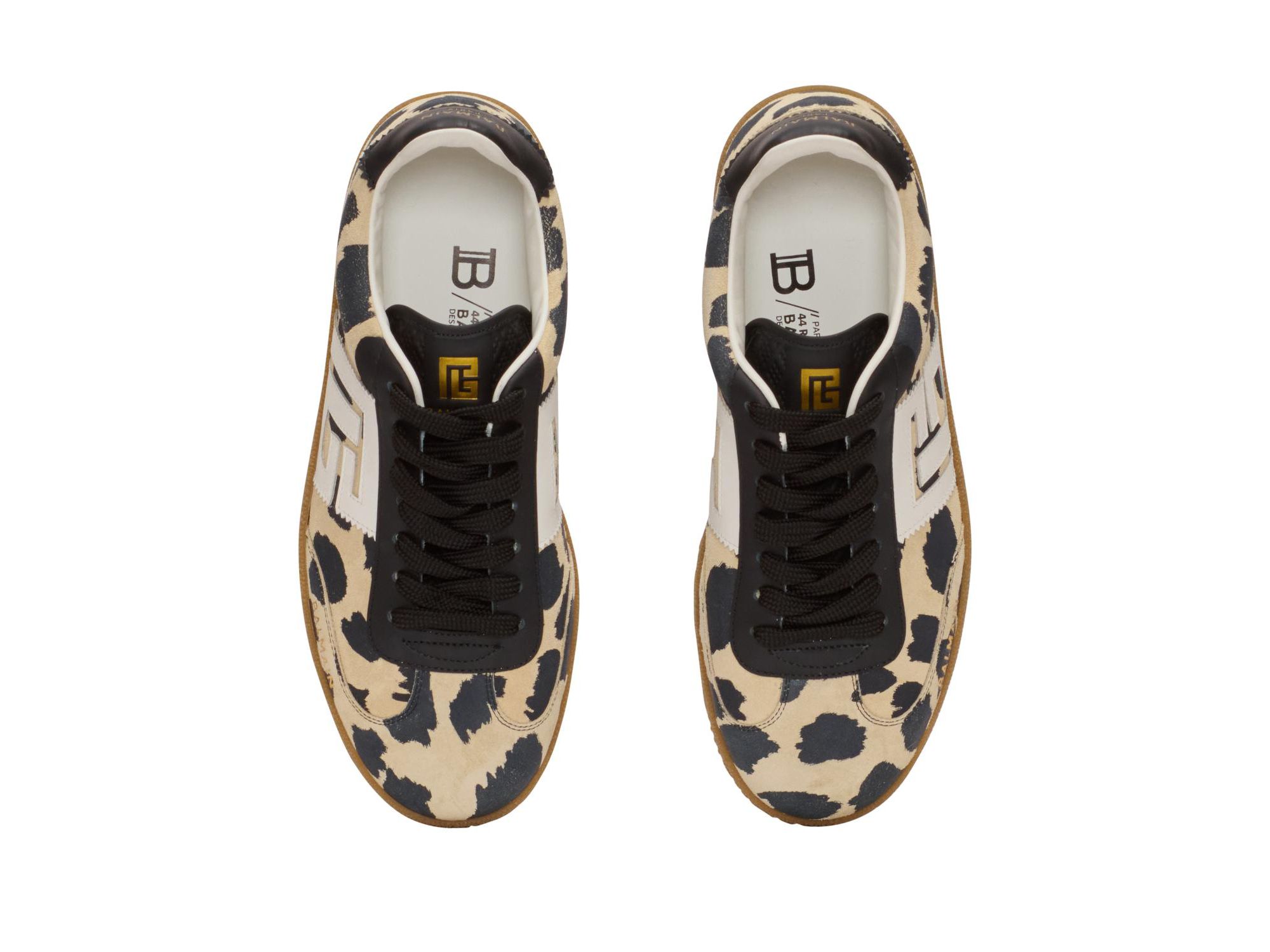 Women's Swan Leopard Print Suede Leather Trainers — Image 3