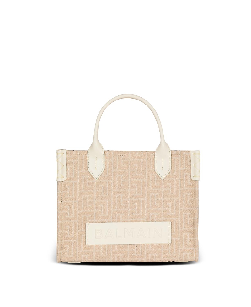 Balmain B-army Monogrammed Canvas And Leather Tote Bag