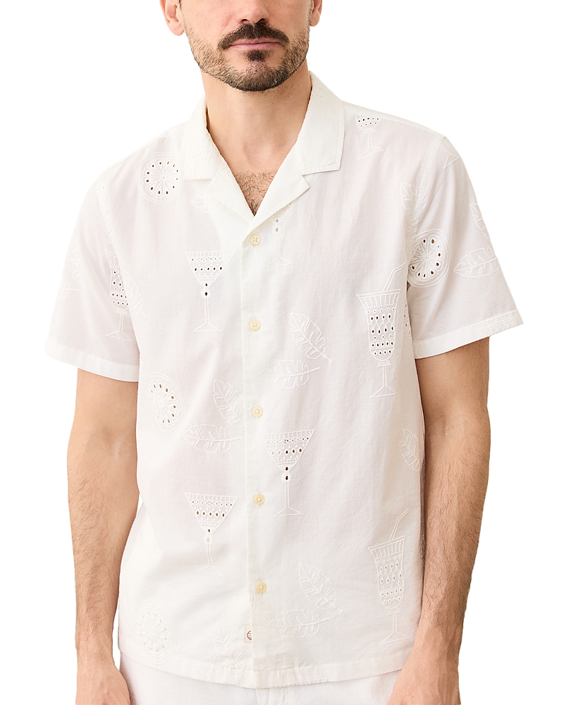 Marine Layer Eyelet Regular Fit Camp Shirt In White