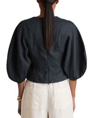 Remi Linen Balloon Sleeve Top
