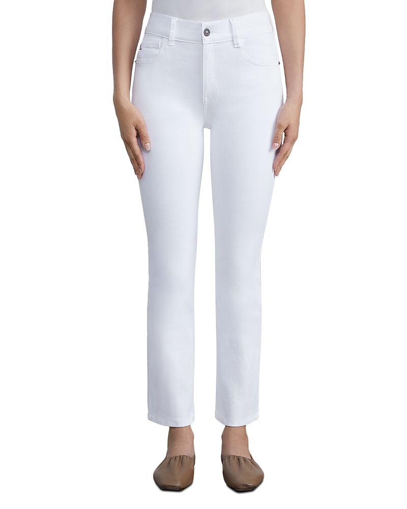 Lafayette 148 New York High Rise Straight Jeans in Washed Plaster