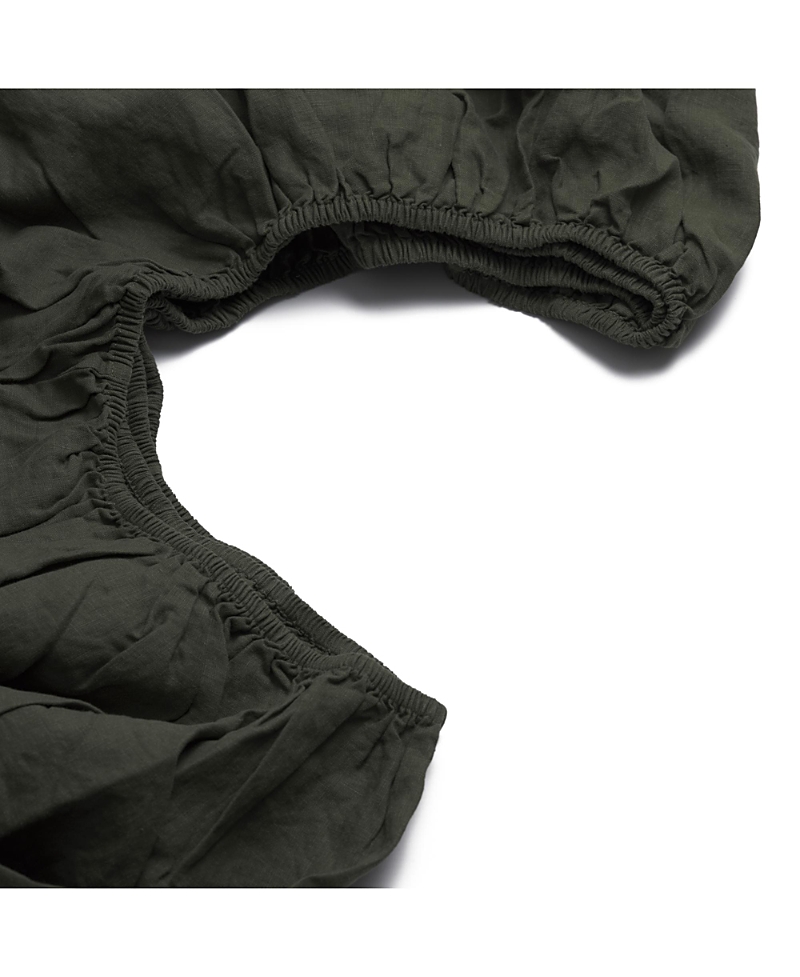 Piglet In Bed Plain Linen Fitted Sheet, Twin In Black