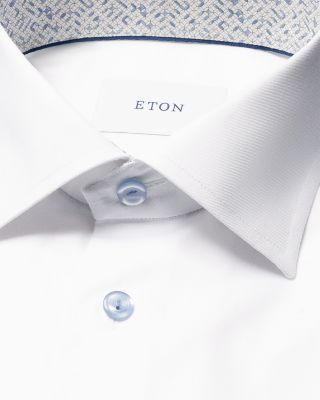 Contemporary Fit Twill Shirt with Geometric Details