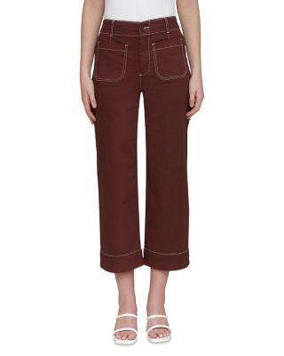 Contrast Stitch Crop Wide Leg Pants 