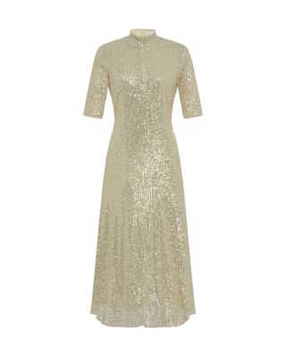 Zip Up Midi Turtleneck Dress