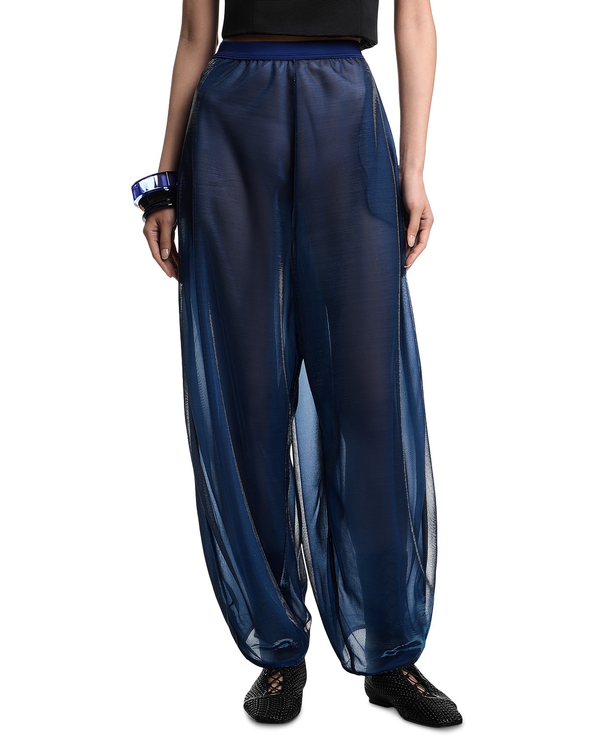 Emporio Armani Iridescent Jersey Pants in Solid Blue