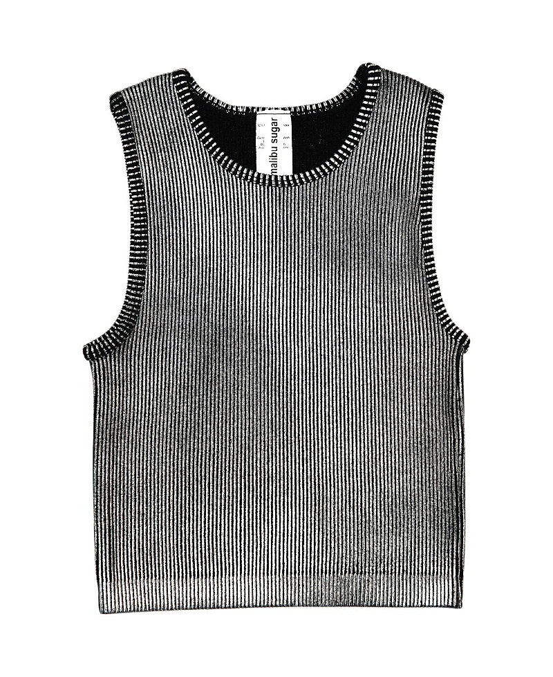 Malibu Sugar Girls' Metallic Paint Ribbed Sleeveless Top (8-14) - Big Kid In Black