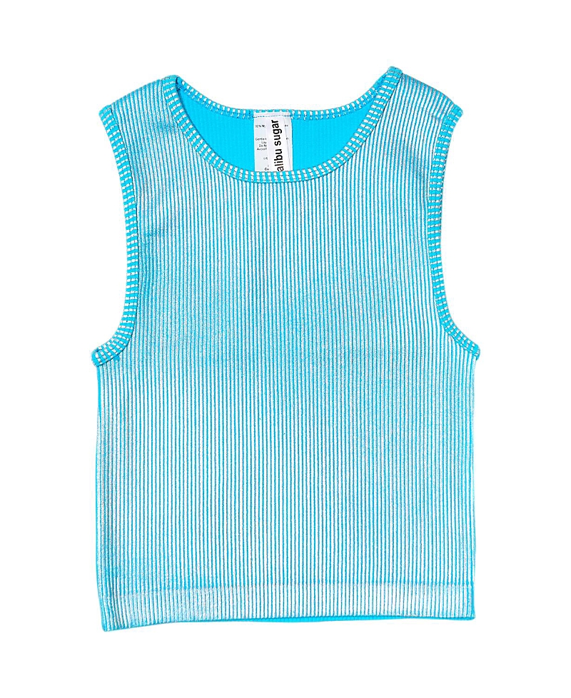 Malibu Sugar Girls' Metallic Paint Ribbed Sleeveless Top (8-14) - Big Kid In Blue