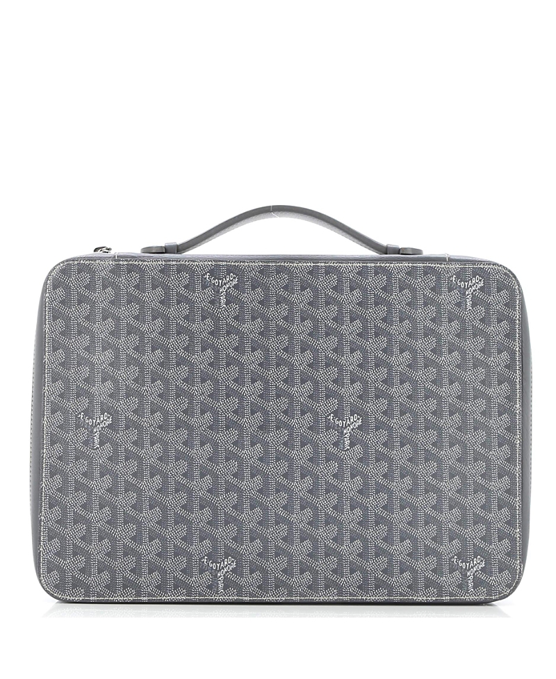 Pre-owned Pre-owned Goyard Goyard Compagnon Universel A4 Bag Coated Canvas In Gray