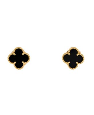 Pre-Owned Van Cleef & Arpels - Sweet Alhambra Stud Earrings 18K Gold and Onyx