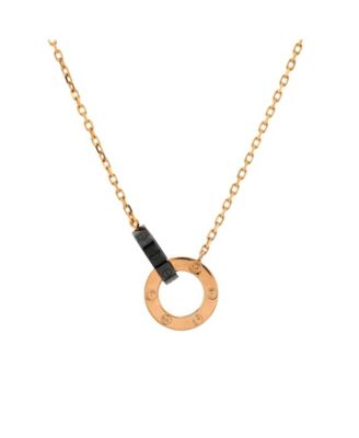 Pre-Owned Cartier - Love 3 Diamonds Interlocking Necklace 18K Rose Gold with Ceramic and Diamonds