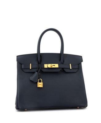 Birkin 30 Handbag Blue Epsom with Rose Gold Hardware