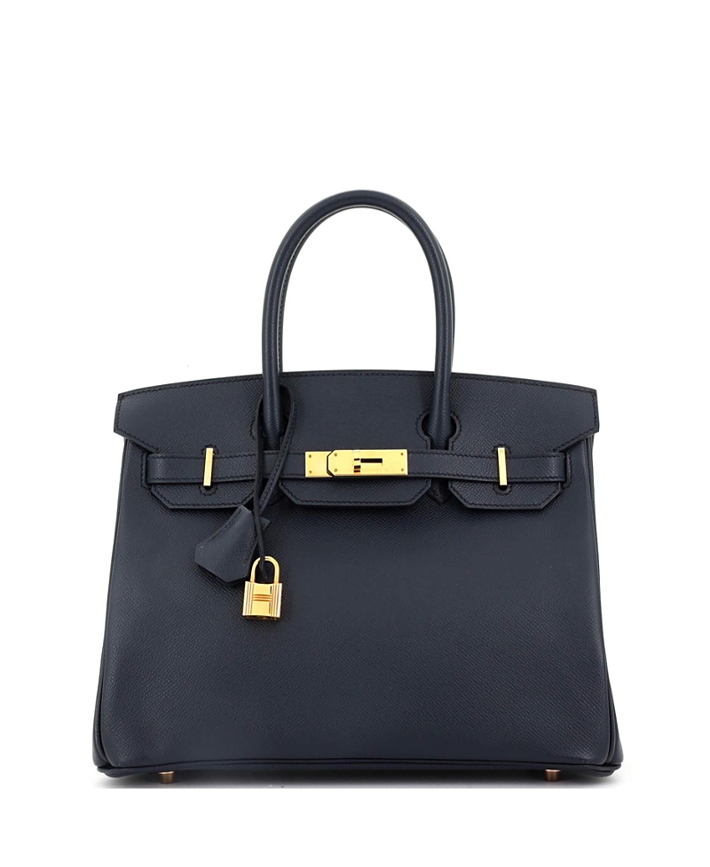 Pre-owned Pre-owned Hermes Hermes Birkin 30 Handbag Blue Epsom With Rose Gold Hardware