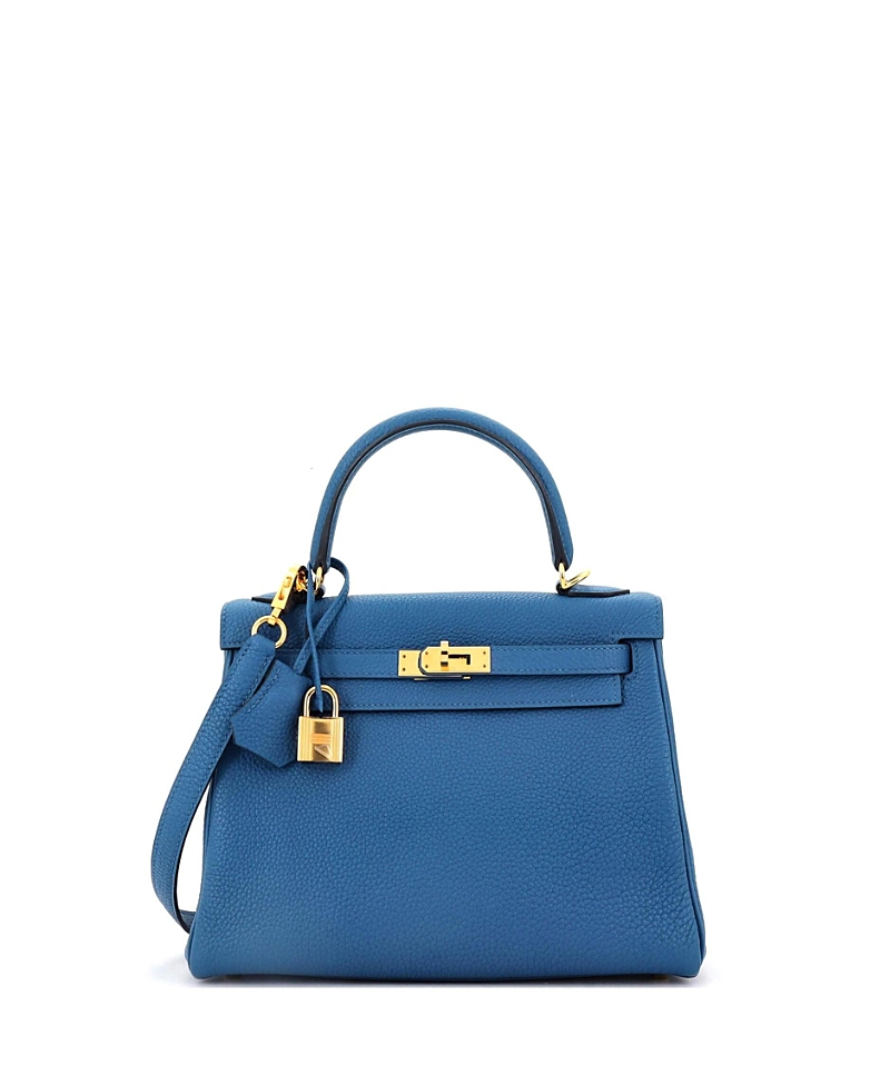 Pre-owned Pre-owned Hermes Hermes Kelly 25 Handbag Blue Togo With Gold Hardware