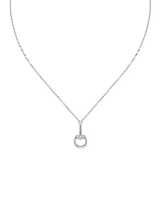 18K White Gold Diamond Horsebit Necklace, 16.5"