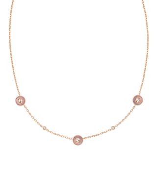 Gucci - 18K Pink Gold Diamond & Pink Opal Interlocking Necklace, 14"