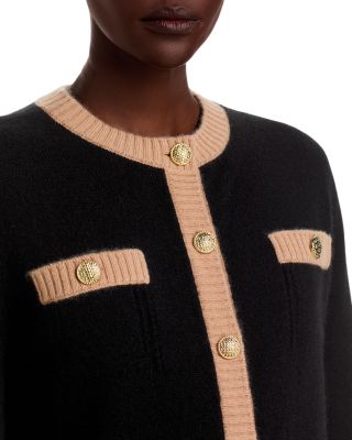 100% Cashmere Contrast Trim Cardigan - Exclusive