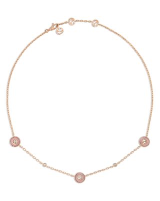 18K Pink Gold Diamond & Pink Opal Interlocking Necklace, 14"